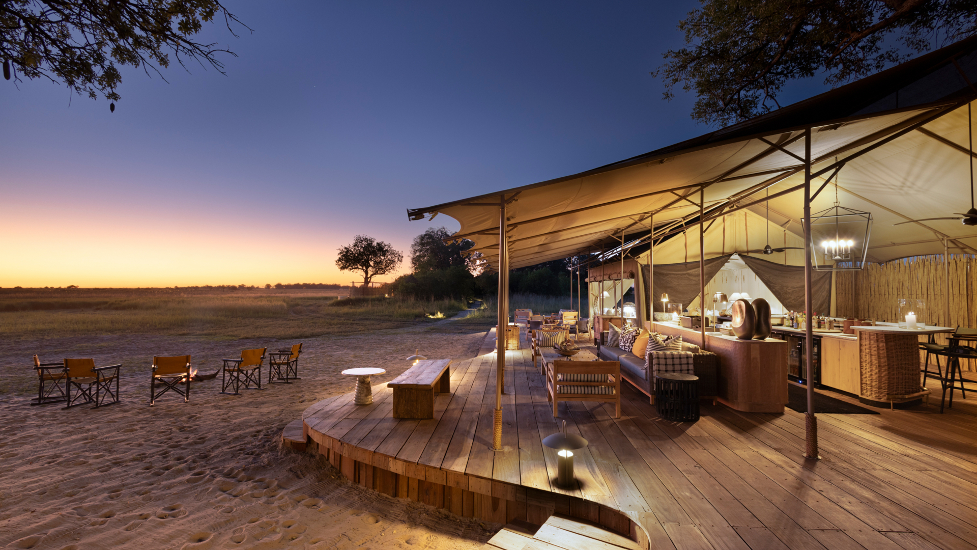 Machaba Web Monachira Camp Banner Lodge Sunset