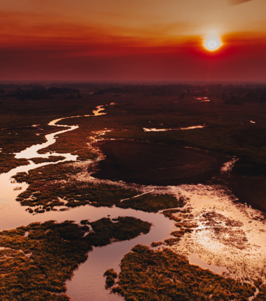 Breathtaking view of the Okavango Delta floodwater system Breathtaking view of the Okavango Delta floodwater system