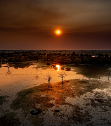 One of the many breathtaking flood plains in the Okavango Delta One of the many breathtaking flood plains in the Okavango Delta