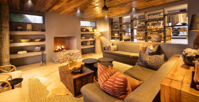 Web Machaba Ngoma Lodge Gallery Camp Lounge Fireplace