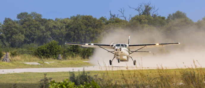 Machaba Safaris Okavango Delta Fly In Small Airplane Landing