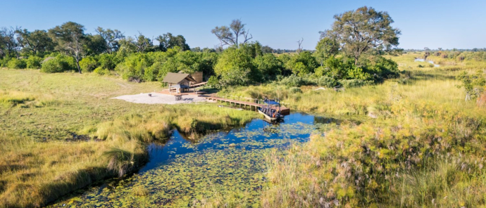 The jetty at Monachira Camp in the Okavango Delta. 